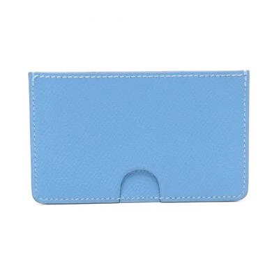 HERMES Polkroll Card Case holder X Epsom leather Blue Celeste Used - Image 1 of 4