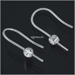 Sterling Silver CZ French Hook Ear Wire Earring Connector with Pin #51849 - Picture 1 of 1