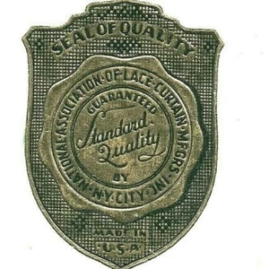 Cortina de la Asociación Nacional de la década de 1880 Mfg. Etiqueta de sello de calidad Factory Union 5771 - Imagen 1 de 2