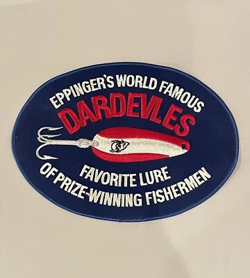 НОВЫЕ винтажные приманки Eppinger's Dardevles нашивка утюг/шитье рыболов рыболов - Изображение 1 из 4