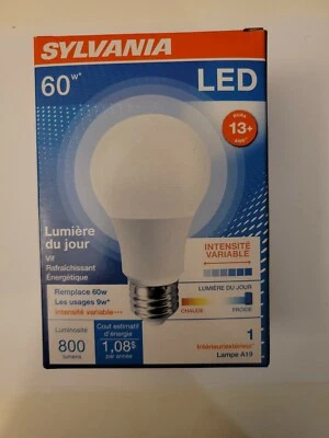 Lâmpada LED A19 SYLVANIA, 60W equivalente, eficiente 9W, base média, regulável - Imagem 1 de 4