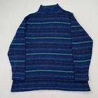Vintage Yarworks Women's Mock Sweater Size Medium Blue Striped Acrylic Wool
