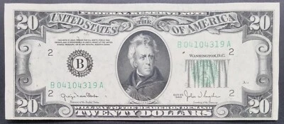 1950 Twenty Dollar Federal Reserve Note $20 Bill UNCIRCULATED #82845 - Image 1 of 2