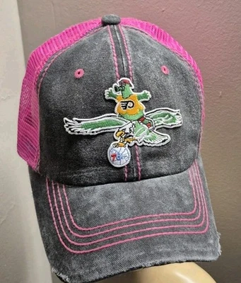 Philadelphia Phillies Flying Eagles Phanatic Hat Distressed Black & Pink Mesh - Image 1 of 4