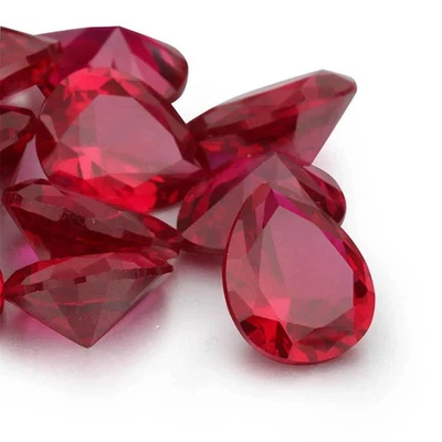 Red Ruby Natural 40 Pcs Pear Cut Lot Certified Loose Gemstone With Free Gift - Image 1 of 4