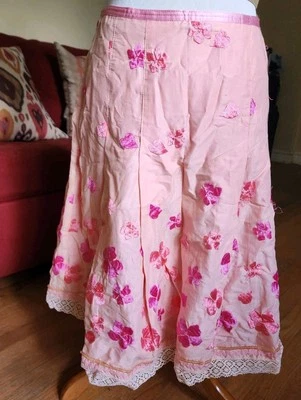 Floral Embroidered Skirt with Lace Trim - Image 1 of 4