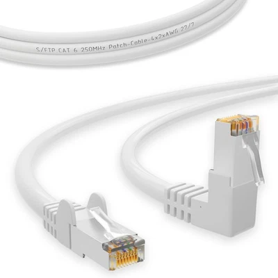 Cavo patch CAT 6 cavo di rete cavo angolare 90° Ethernet LAN cavo Internet DSL - Immagine 1 di 4