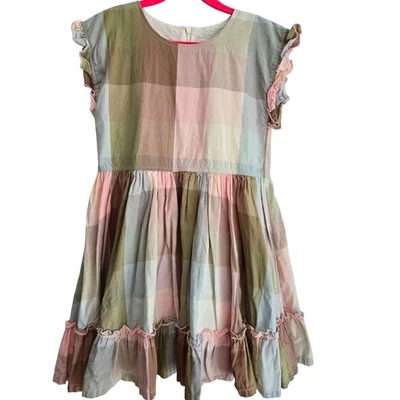 Vestido Rosa Pollo Nueva York Niñas Cuadros Volantes Verano Primavera Juego 8 Años Foto 1 de 4