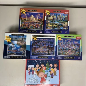 Lote (6) Puzzle 1000 Piezas Toma Mahal Navidad Chicago Seattle Niágara COMPLETO - Imagen 1 de 8