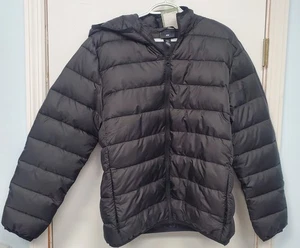 H&M Move Puffer Jacket Black Womens Sz M Full Zip Pockets - Picture 1 of 5