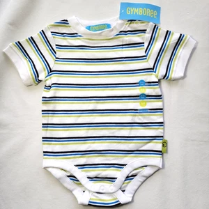 Vintage 2004 Gymboree Stripe Cotton White Bodysuit Boy 3-6 Month NEW w/TAG, RARE - Picture 1 of 10