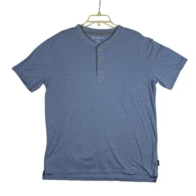 Camisa Henley Eddie Bauer Para Hombres Talla Grande Azul Informal Manga Corta Foto 1 de 4