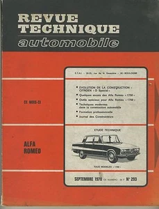(14A)REVUE TECHNIQUE AUTOMOBILE ALFA ROMEO 1750 / CITROEN D Spécial - Imagen 1 de 1