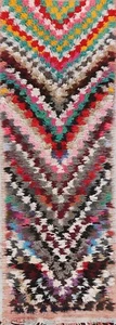 Vintage Moroccan Geometric Oriental Runner Rug Wool Hand-knotted 2x6 ft Carpet - Picture 1 of 12