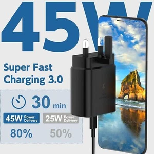 45W Super Fast Charger for Samsung Galaxy S24/S10/S23/Note20/S22/S21/Note10 - Picture 1 of 20