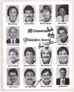 BOB NYSTROM MIKE HORDY JOHN TONELLI 3x SIGNED NY ISLANDERS ALUMNI 8x10 AUTOGRAPH - Picture 1 of 1