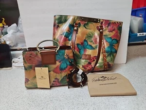 2 New W Tags Patricia Nash Watercolor Butterfly Satchel Tote Set handbag Purse - Picture 1 of 13