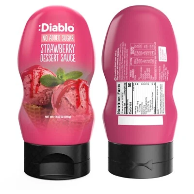 Diablo Strawberry Dessert Sauce | No Added Sugar | Diabetic Friendly | 355g - Image 1 of 4