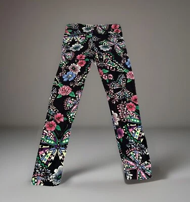 NEW No Boundaries FLORAL BUTTERFLY Ankle Length High Rise Leggings Jr Womens MED - Image 1 of 4