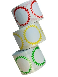 "Etiquetas adhesivas térmicas Starburst de 2"" color verde amarillo rojo 3 rollos/500" - Imagen 1 de 4