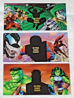 1999 КОМИКСЫ MARVEL ПОЛУЧИЛИ МОЛОКО ПРОМО ВСТАВКА УЛЬТРА РЕДКАЯ КАРТА 3 НЕРАЗРЕЗАННЫЙ ЛИСТ КОМПЛЕКТ VENOM - Изображение 1 из 3