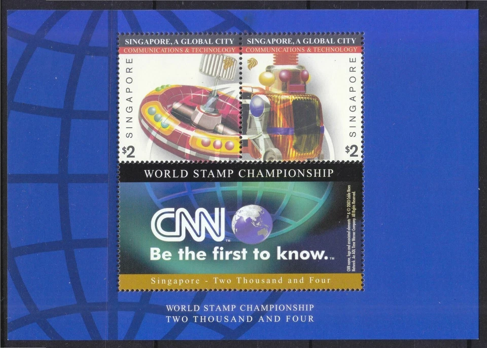 SINGAPORE 2003 GLOBAL CITY (COMMUNICATION & TECHNOLOGY) CNN LABEL SOUVENIR SHEET - Image 1 of 1