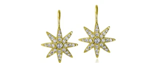 STERLING LEVERBACK NORTH STAR EARRINGS #northstarearrings #leverbackearrings  - Picture 1 of 7