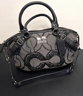 COACH OP Women Satchel Shoulder Bag Handle Madison Signature Sequin Metallic COA - Image 1 of 4