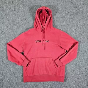 Y2K Volcom Skater Spellout Hooded Sweatshirt Light Red Men's Size Small Grunge - Picture 1 of 6