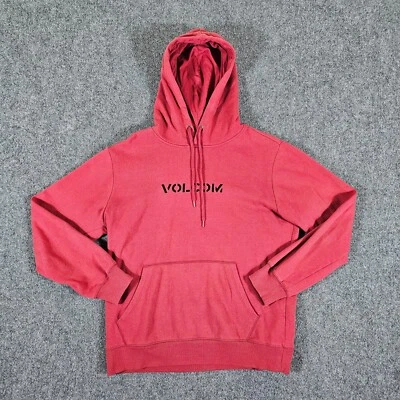 Y2K Volcom Skater Spellout Hooded Sweatshirt Light Red Men's Size Small Grunge - Image 1 of 4