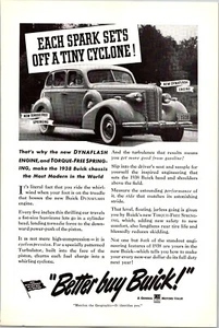PRINT AD 1938 Buick Dynaflash Engine Torque-Free Springing General Motors - Picture 1 of 3