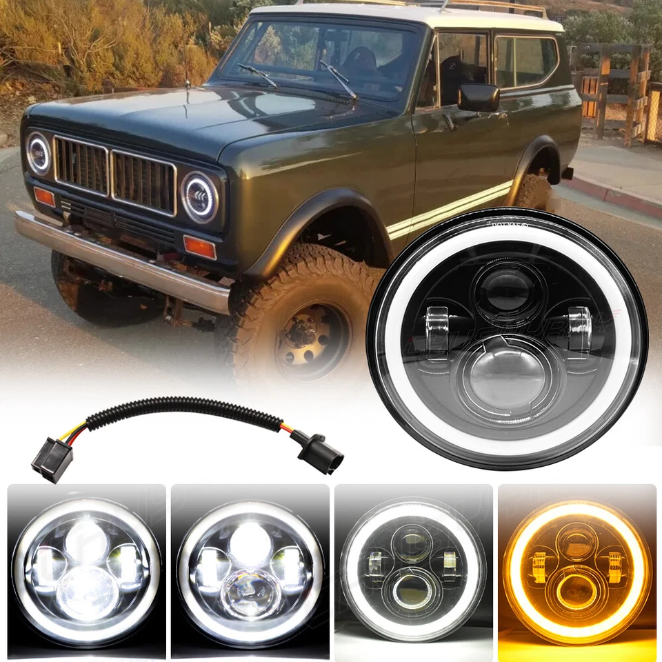 Faros LED redondos altos/bajos para 1973-1980 International Harvester Scout II 2 piezas 7" Foto 1 de 4