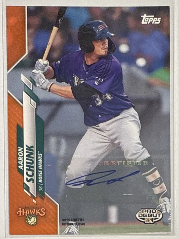 Aaron Schunk 2020 Topps Pro Debut Orange Rookie Auto #d 43/99 #PD-101 Rockies Rc - Image 1 of 2