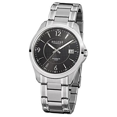 Regent Orologio da Polso da Uomo Argento Analogico F-527 Stahl-Armband URF527 - Immagine 1 di 4