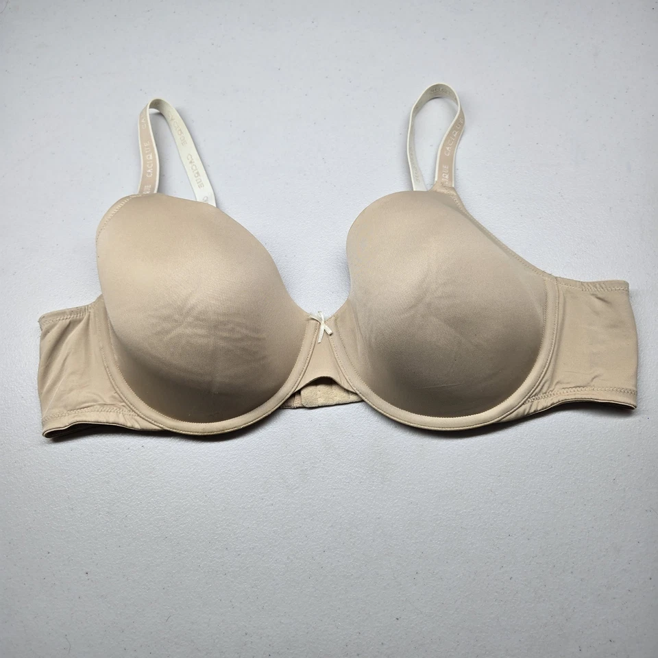 Cacique Women Bra 46C Beige Lightly Lined T Shirt Underwired Bow READ - Image 1 of 4
