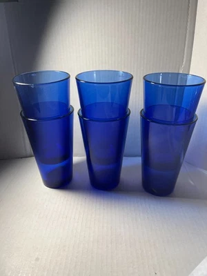 Lote de 6 vasos acampanados vintage Libbey azul cobalto Foto 1 de 4