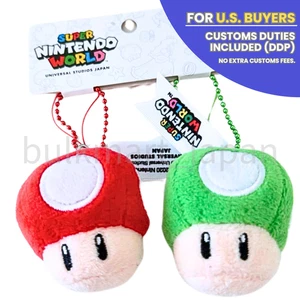 Universal Studios Japan Plush Keychain Set 1-Up & Mushroom Super Nintendo World - Picture 1 of 4