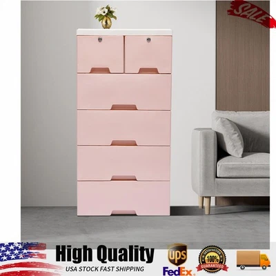 Cómoda organizadora de ropa de plástico para dormitorio con 6 cajones EE. UU. Foto 1 de 4