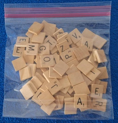 Complete Set 100 Scrabble Wooden Letter Tiles ▲ 4 Sets Available Price is for 1 - Image 1 of 4