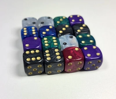 16 Pack Six-Sided Coloured Dice Spot 5 Colours D6 Dice Set 15 MM - Image 1 of 4