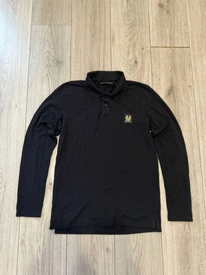 Camiseta polo masculina manga longa Belstaff pequena preta - Imagem 1 de 4