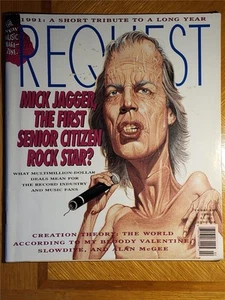 1992 REQUEST Music Magazine Mick Jagger February Tribute to 1991 Elvis Isaak GUC - Picture 1 of 8