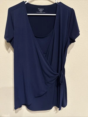 Blusa de amamentação maternidade azul escuro para maternidade abre tamanho grande - Imagem 1 de 4