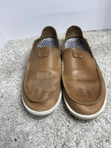 Olukai Kakaha Loafers Brown Tan Leather Casual Slip On Shoes Mens Size 44 US 11 - Picture 1 of 6