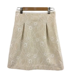 Julep Skirt Trapezoidal Mini Total Pattern Lace S Beige White Waist: 62cm Used d - Picture 1 of 6