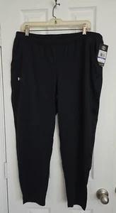 Pantalones Under Armour Medianos Para Mujer Negros Sueltos Cintura Elástica Pull On Logo Cónico - Imagen 1 de 14