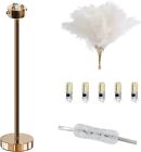 Ruconla Ostrich Feather Table Lamp with Plug in Wire, White