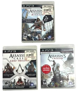 PS3 Games Lot (3) Assassins Creed III, Black Flag,Ezio Trilogy TESTED MINT - Picture 1 of 3