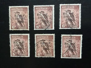 BCOF de Japón 1947 6d Sobreimpresión VFU x 6 cv £138 sello escaso (C89) - Imagen 1 de 2