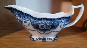 (Ford) F. & Sons Gravy / Sauce Boat, Blue & White; Douglas Pattern, C1890 C2 - Picture 1 of 6